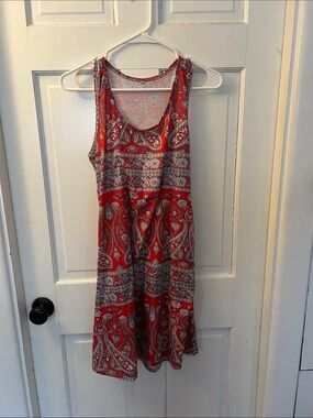 Red Paisley Sleeveless A-Line Dress